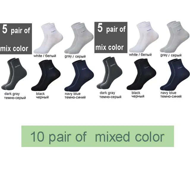 Men's Bamboo Crew Socks, Ideal for Business & Casual Wear, High-Quality 10 pairs per pack