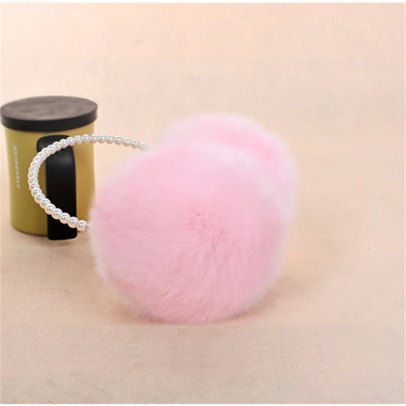 Cute cozy warm Pearl Earmuffs , Comfortable Winter Warmers in Imitation Rabbit Plush for Keeping Warm women and girls