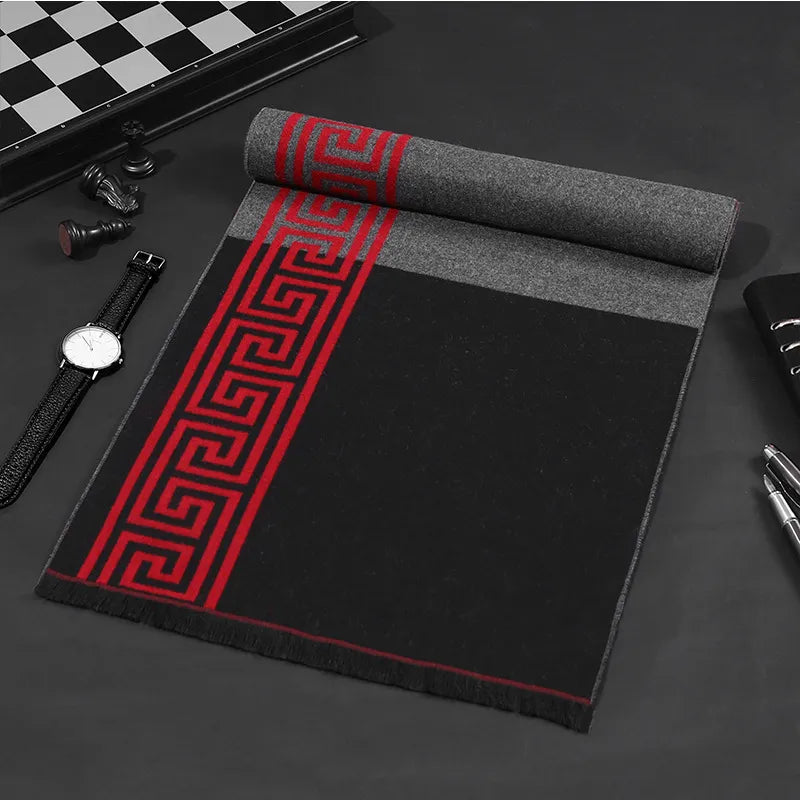 High-Quality Winter classic cashmere feel blend scarf for Men vintage long luxury shawl great gift