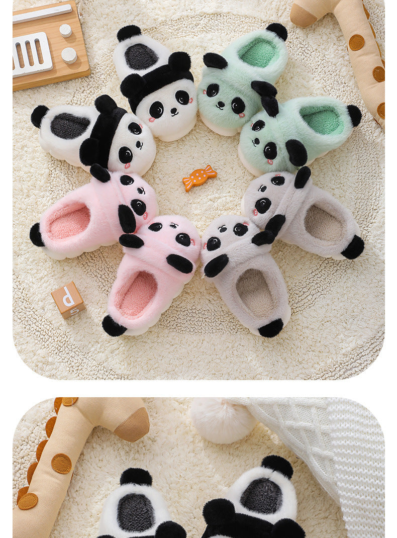 Cozy Kids' Cartoon Panda Slippers Warm Indoor Fluffy Shoes for Boys and Girls