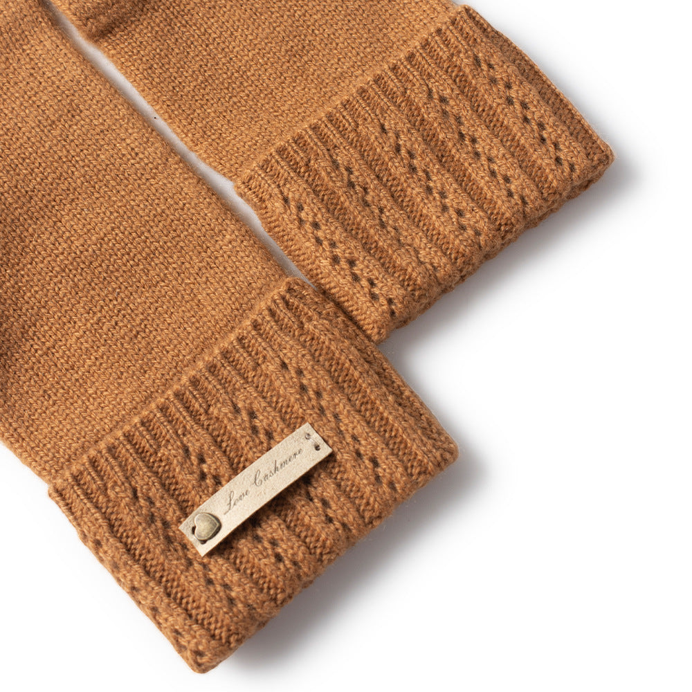 Winter luxury cashmere gloves for women with small cables and vertical edges , perfect gift