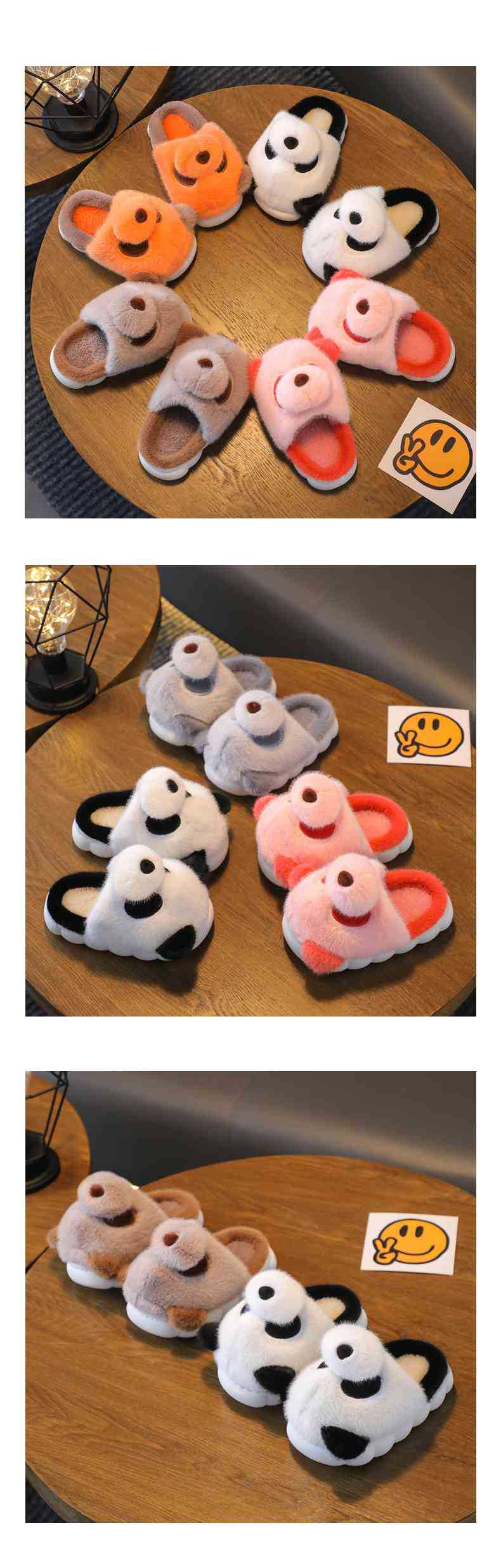 Cozy Kids' Cartoon Panda Slippers Warm Indoor Fluffy Shoes for Boys and Girls