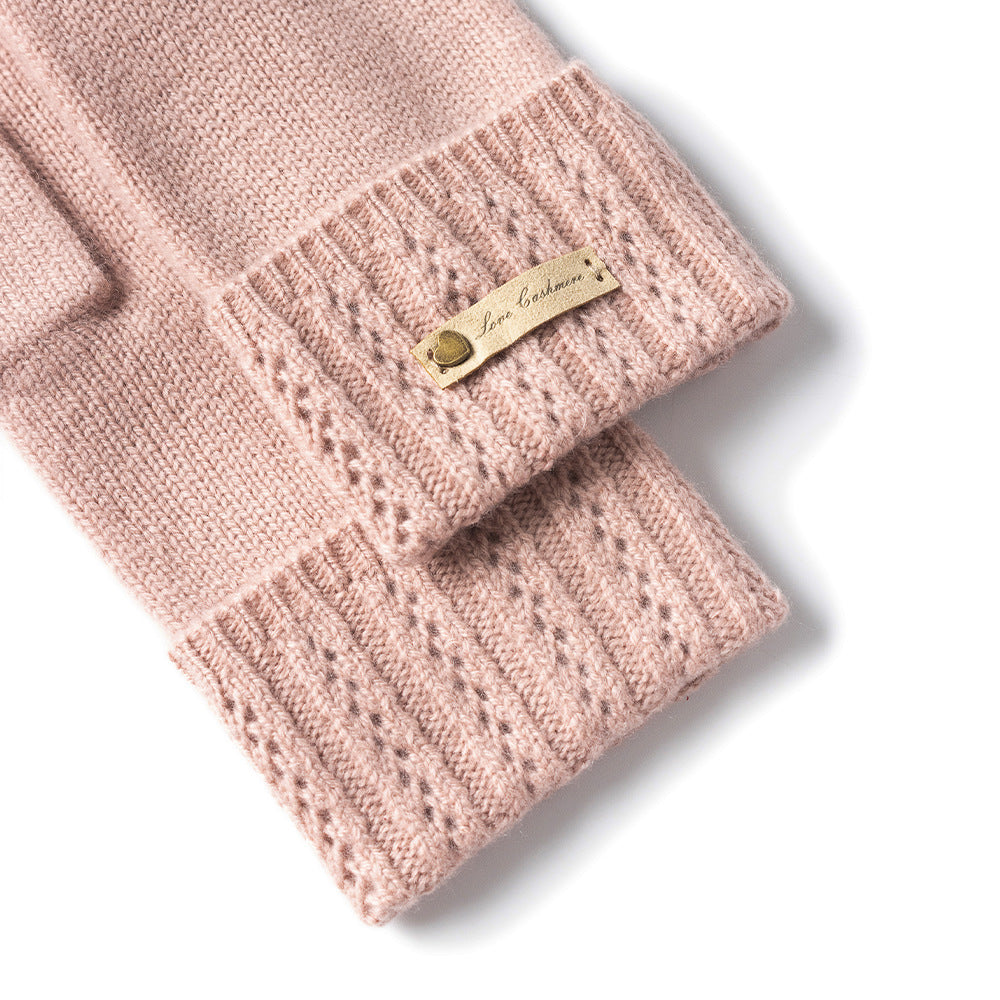 Winter luxury cashmere gloves for women with small cables and vertical edges , perfect gift