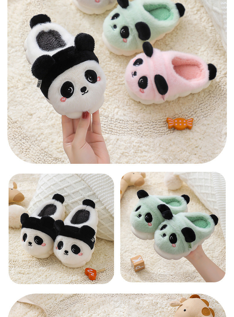 Cozy Kids' Cartoon Panda Slippers Warm Indoor Fluffy Shoes for Boys and Girls