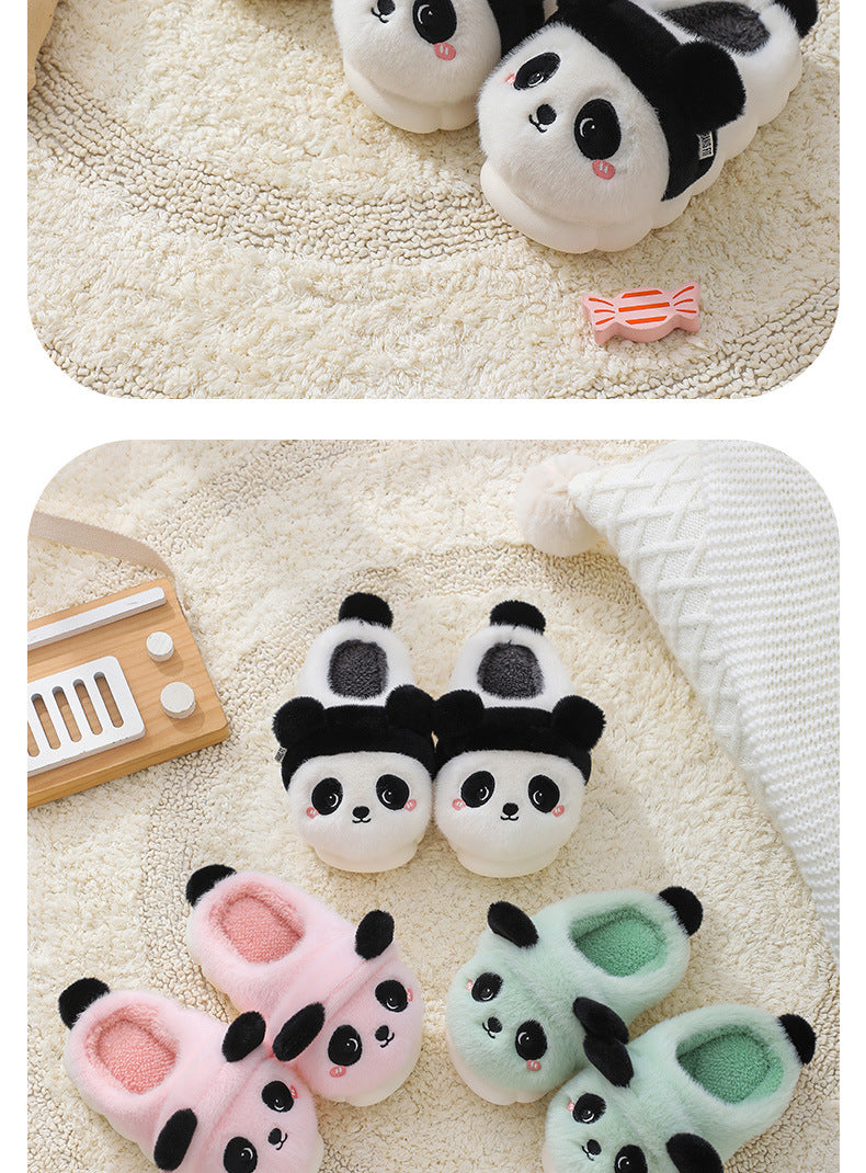 Cozy Kids' Cartoon Panda Slippers Warm Indoor Fluffy Shoes for Boys and Girls