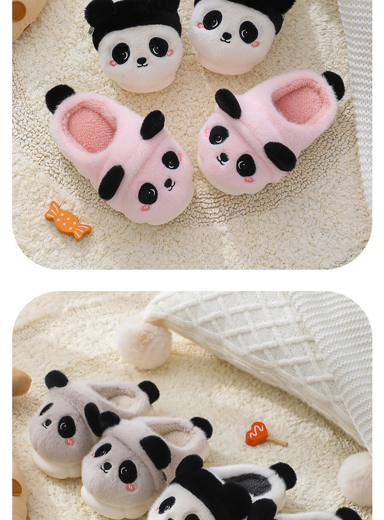 Cozy Kids' Cartoon Panda Slippers Warm Indoor Fluffy Shoes for Boys and Girls