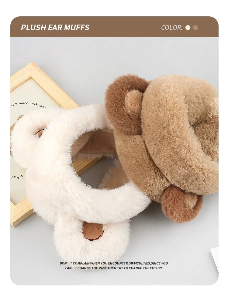 womens or kids earmuffs cartoon little bear warm headbands for winter ear protector