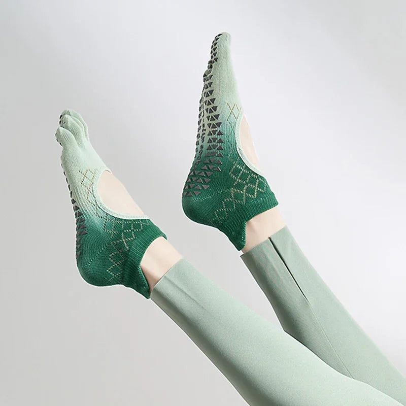 Pilates yoga five toe cotton socks women non-slip silicones low-ankle socks