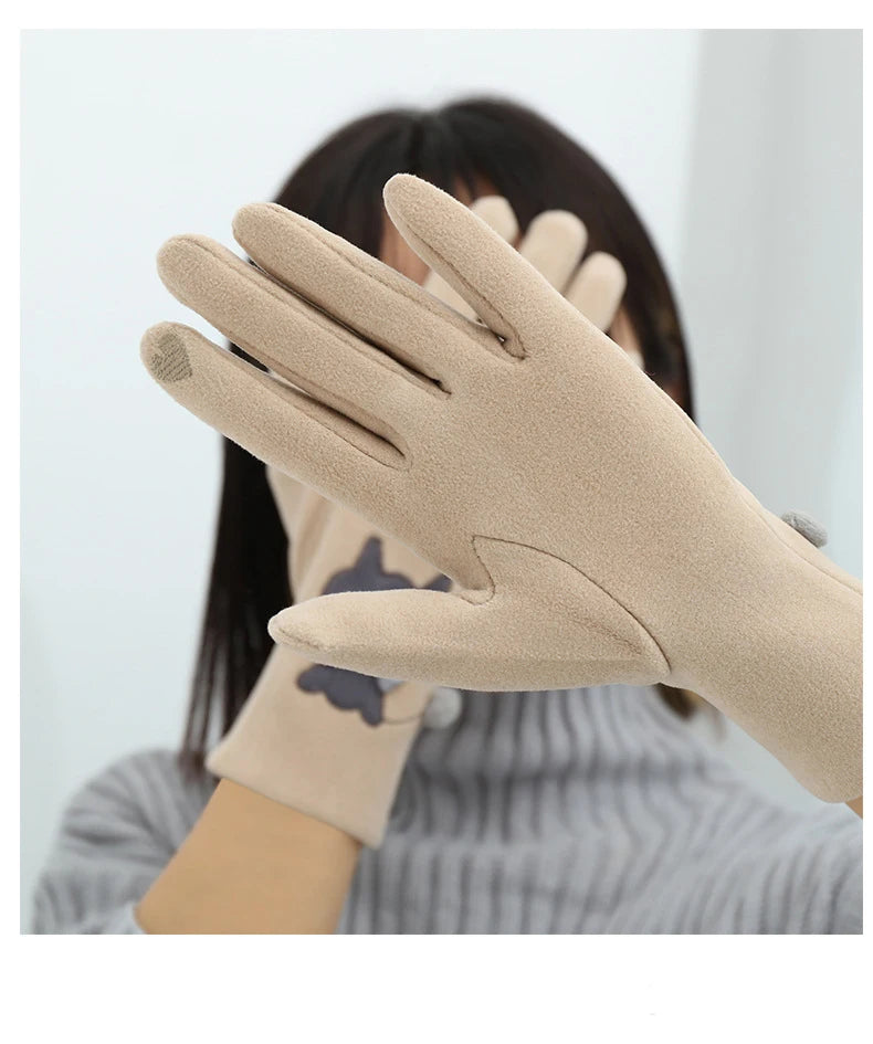 Cozy warm touch Screen-able Gloves for women - Keep warm, stay cute, and conquer every adventure in snow city driving school college