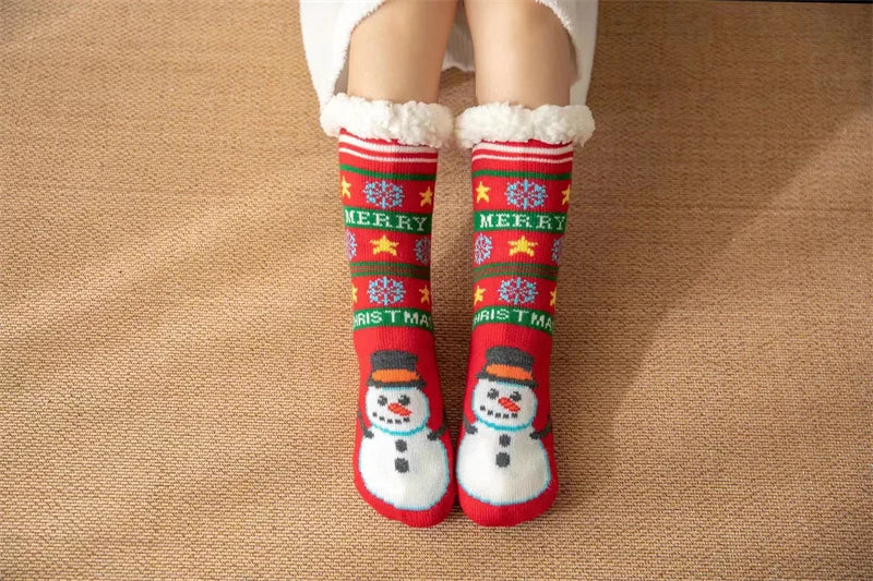 Winter kids cartoon Christmas socks warm Non-slip thermal cute family Socks