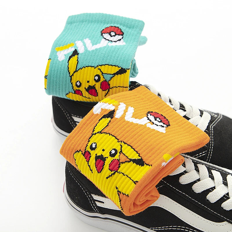 Pikachu & Friends cartoon anime socks for men and women ankle socks with Charmander Kawaii Winter Cotton