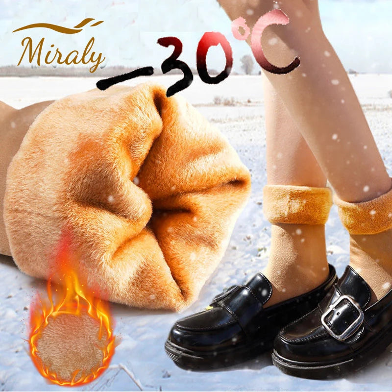 Thermal socks for women winter warm thick fleece wool cotton blend for Snow or home