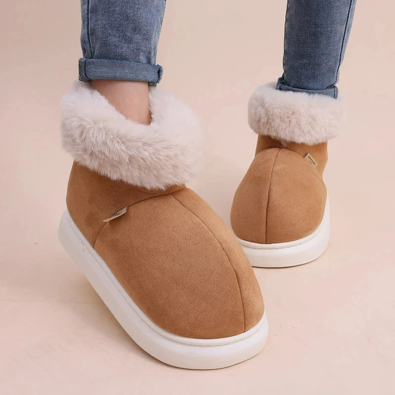 Winter Fur Women's Shoes boots slippers that are Cozy, Antiskid sole Fashionable Solid Colors, Perfect for even Outdoor Warmth and Casual Comfort