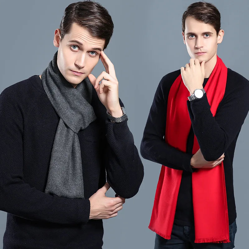 sophisticated cashmere blend warm plaid men's Scarf for winter, casual-business look perfect Gift