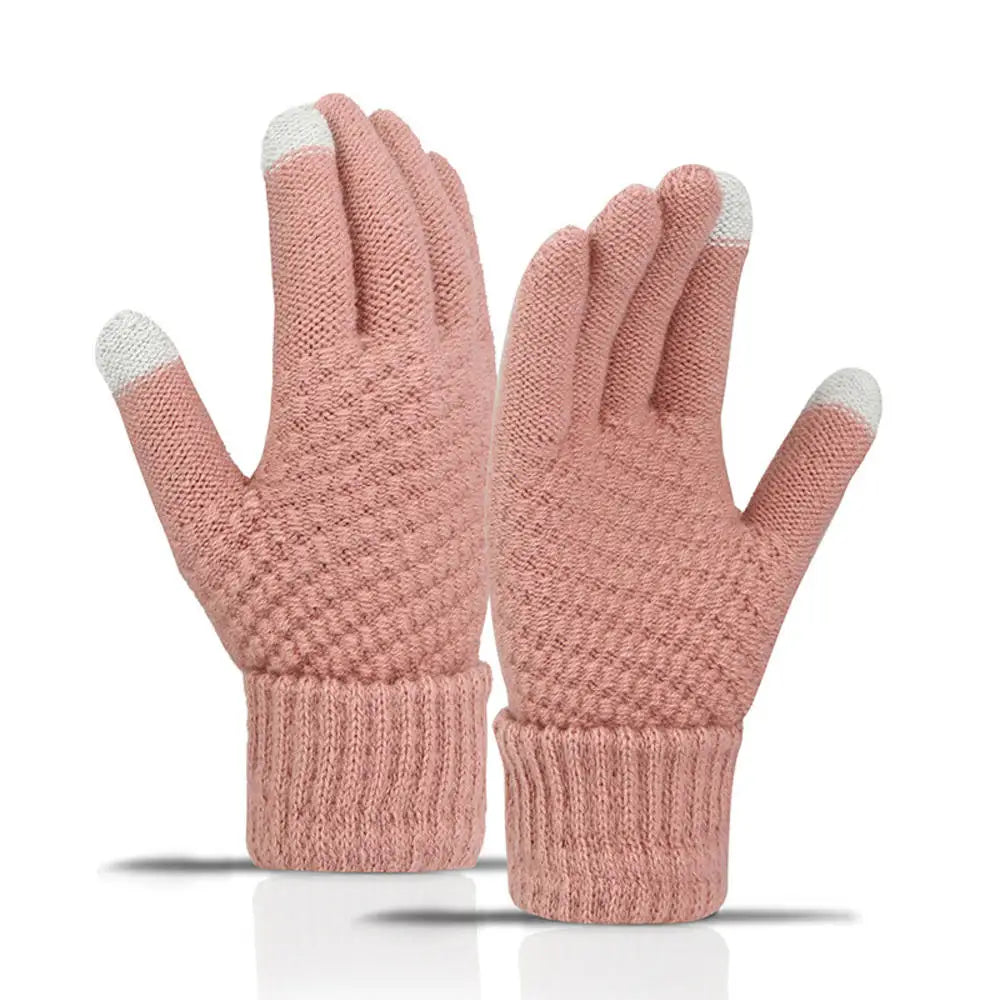 Winter warmthwith cat and bird printed thermal knitted cashmere feel gloves - energize your cold days with cozy comfort women or teens girls gloves