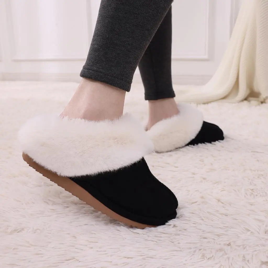 Suede Fur Slides warm winter slipers Luxury Comfort for Women brown grey beige black colours available great gift!