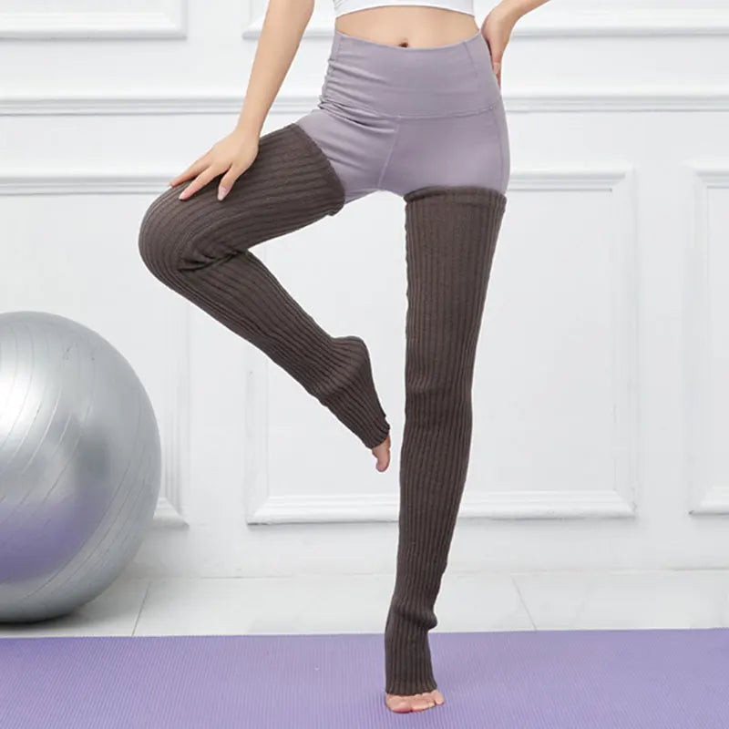 90cm Women's Knee Pile Socks, perfect for yoga, dance, and fitness. These double as leg warmers, offering support and elegance in every movement.