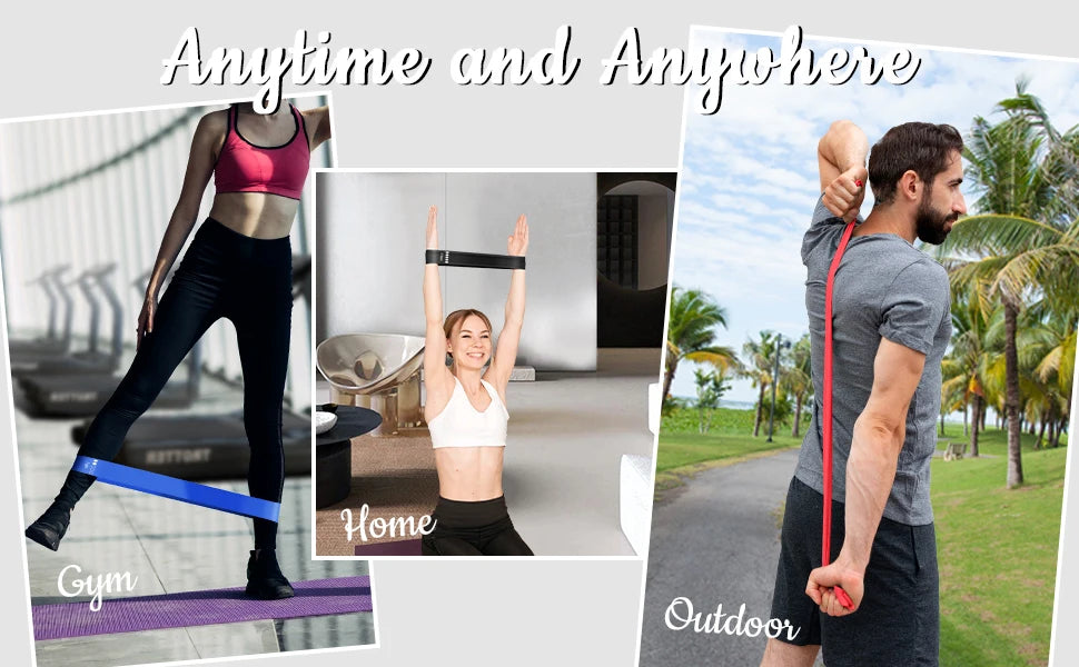 Enhance your home Workout with this set of 5 resistance Loop exercise bands for fitness, Strength Training, and Physical Therapy for yoga pilates muscle strenth training stretching and more