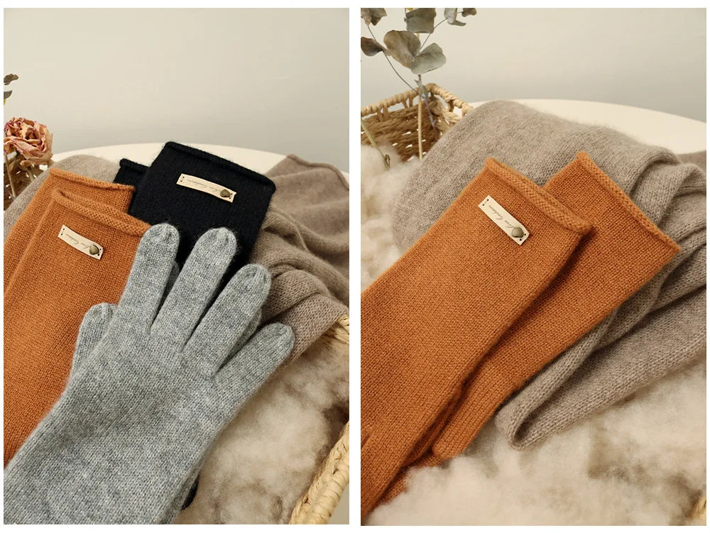 Women's New Pure Cashmere Knitted Gloves for Autumn and Winter Warmth and Exquisite Luxury excellent gift for wife, mother or girlfriend