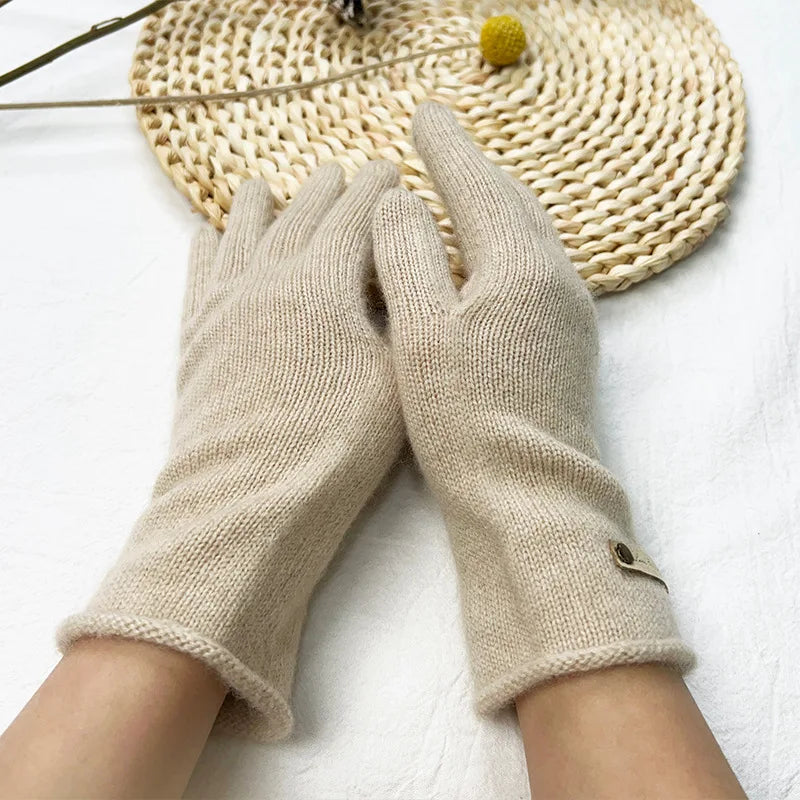 Women's New Pure Cashmere Knitted Gloves for Autumn and Winter Warmth and Exquisite Luxury excellent gift for wife, mother or girlfriend