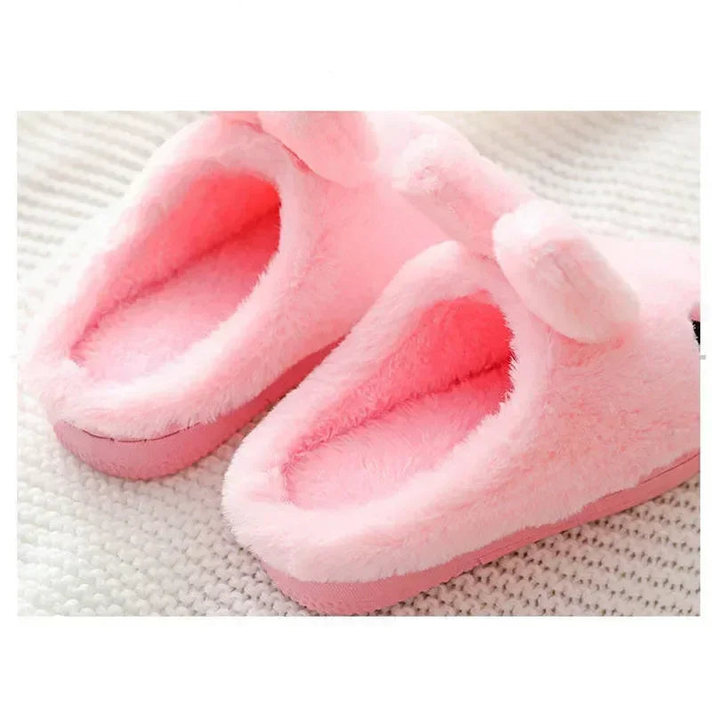 Pantoufles d'hiver chaudes et douces en fourrure de lapin mignon pour enfants, taille 24-35eur