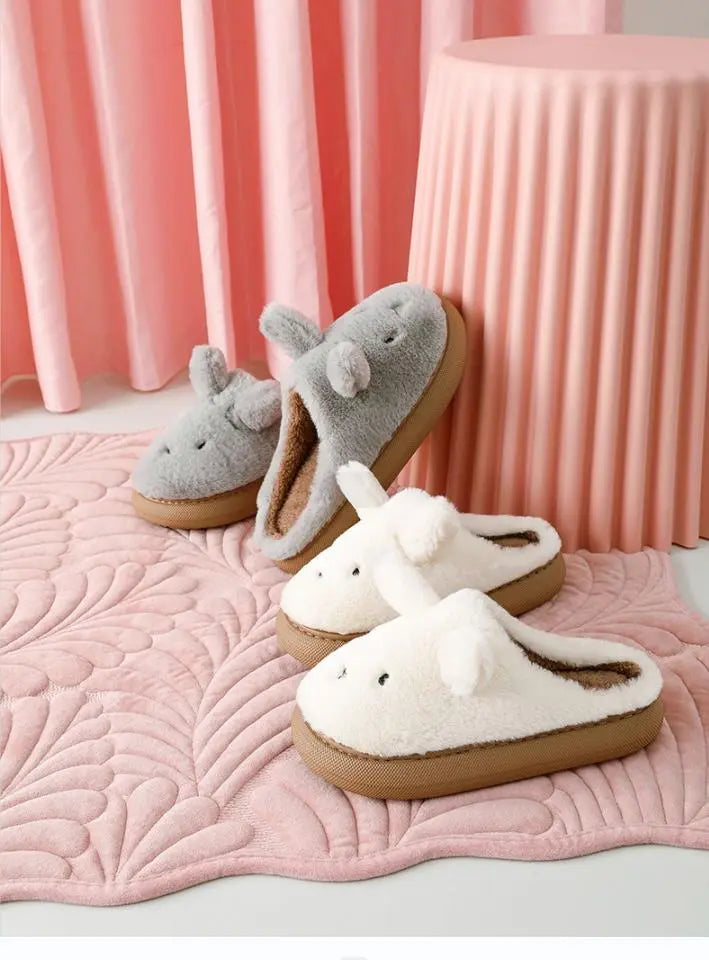 Cozy bliss for winter with our warm fluffy slippers with thick sole - cute cartoon animal sheep for easter ear design for ultimate home comfort kids women