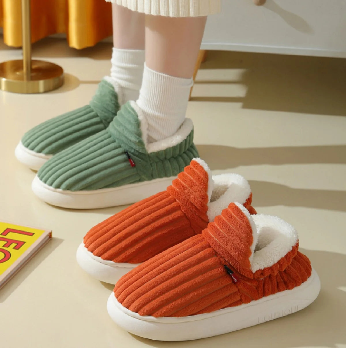 Unisex Cotton Slippers great Winter Plush Shoes, for Casual Warmth & Snowy Days men women