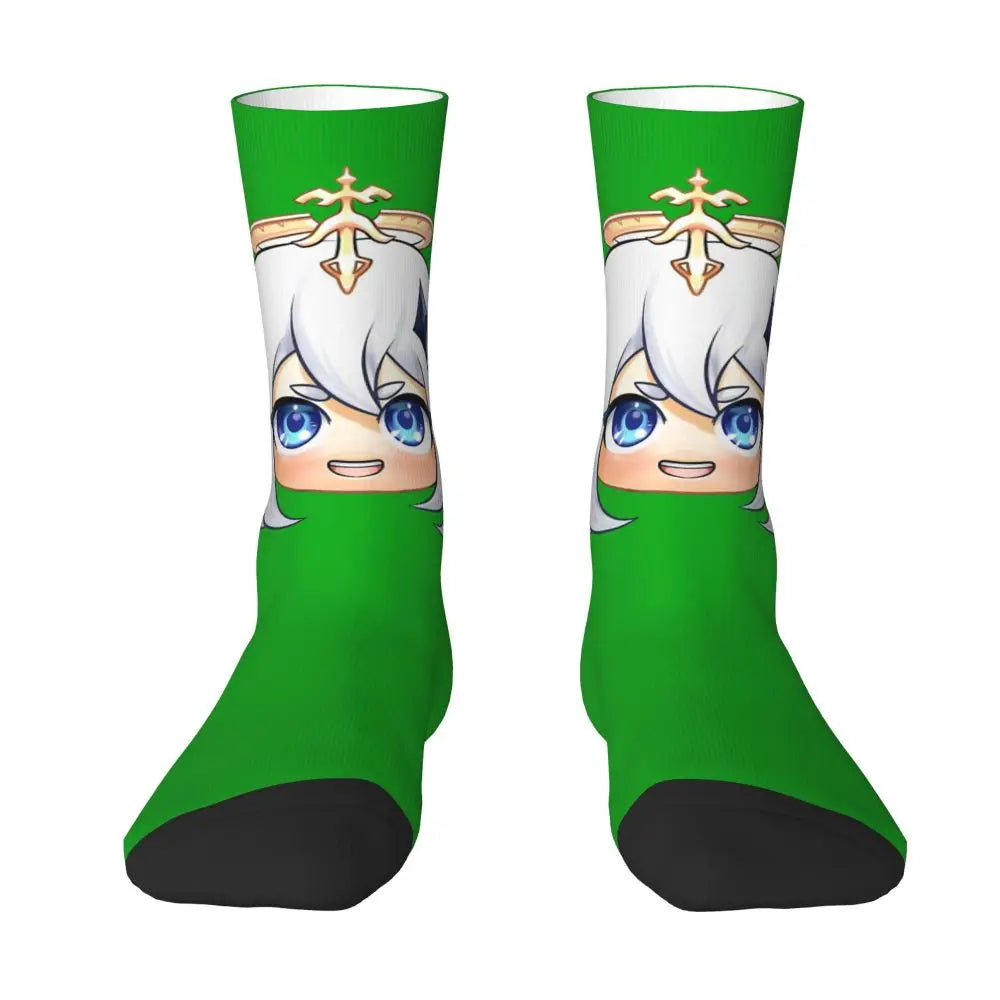 Chibi paimon Genshin anime impact unisex happy Socks from cotton blend for A Year-Round Delight for Fans