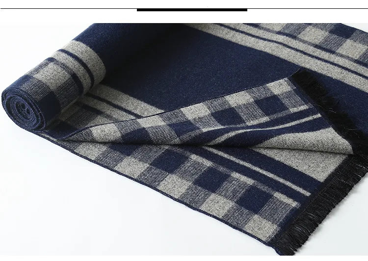 sophisticated cashmere blend warm plaid men's Scarf for winter, casual-business look perfect Gift