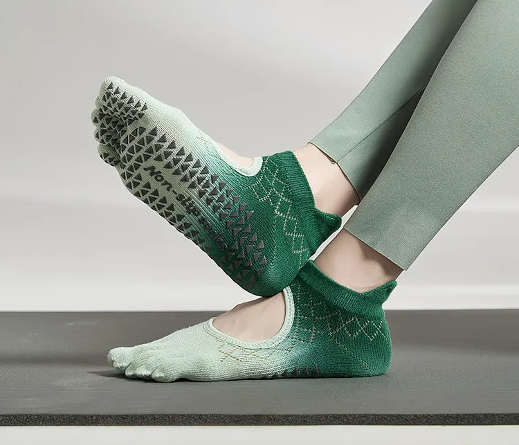 Pilates yoga five toe cotton socks women non-slip silicones low-ankle socks