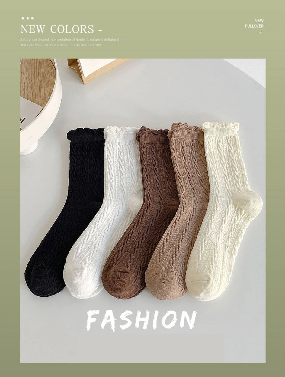 Chic striped women's mid-tube socks - 2 pairs set