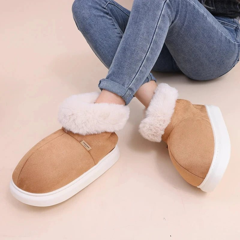 Winter Fur Women's Shoes boots slippers that are Cozy, Antiskid sole Fashionable Solid Colors, Perfect for even Outdoor Warmth and Casual Comfort
