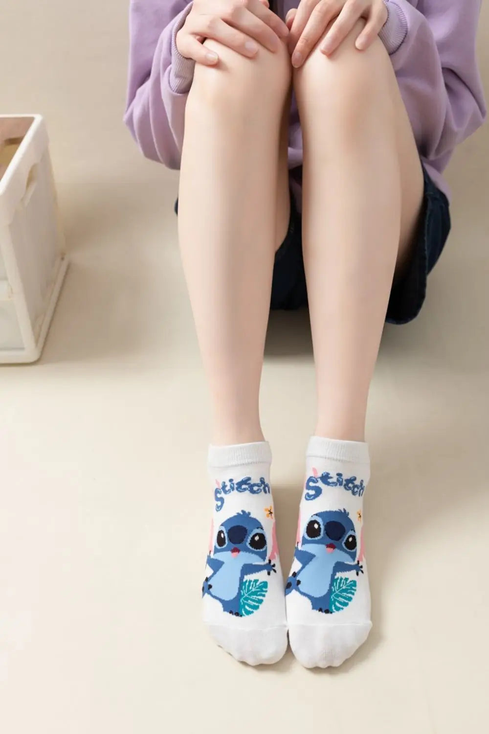 Chaussettes de dessin animé Disney Stitch - Chaussettes en coton pour enfants, cadeaux de Noël Kawaii pour garçons ou filles