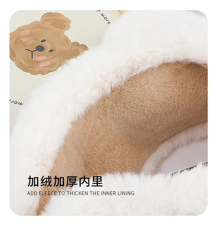 womens or kids earmuffs cartoon little bear warm headbands for winter ear protector