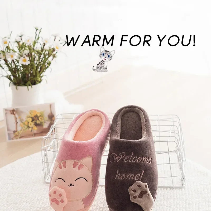 Cozy Cat cartoon Women's Slippers for extra Winter Warmth and Non-Slip Comfort!