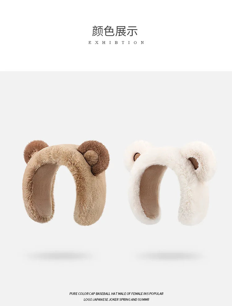 womens or kids earmuffs cartoon little bear warm headbands for winter ear protector
