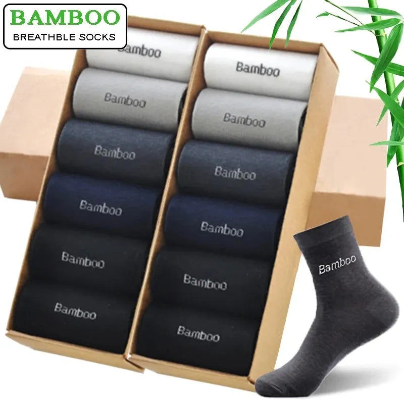Men's Bamboo Crew Socks, Ideal for Business & Casual Wear, High-Quality 10 pairs per pack