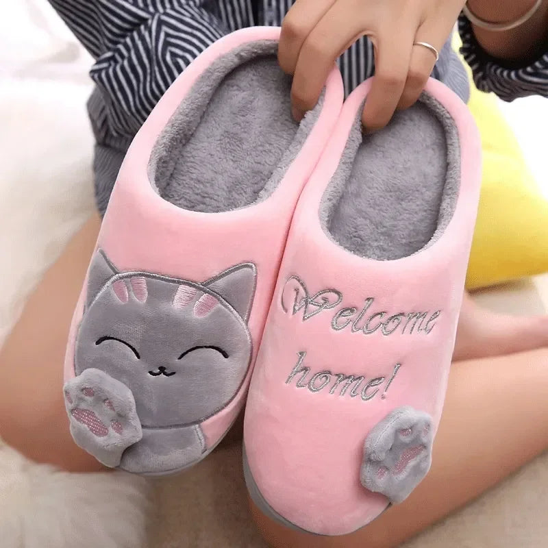 Cozy Cat cartoon Women's Slippers for extra Winter Warmth and Non-Slip Comfort!