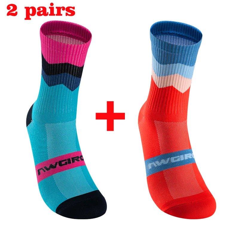 2 Paar atmungsaktive Kompressions-Radsocken für Herren