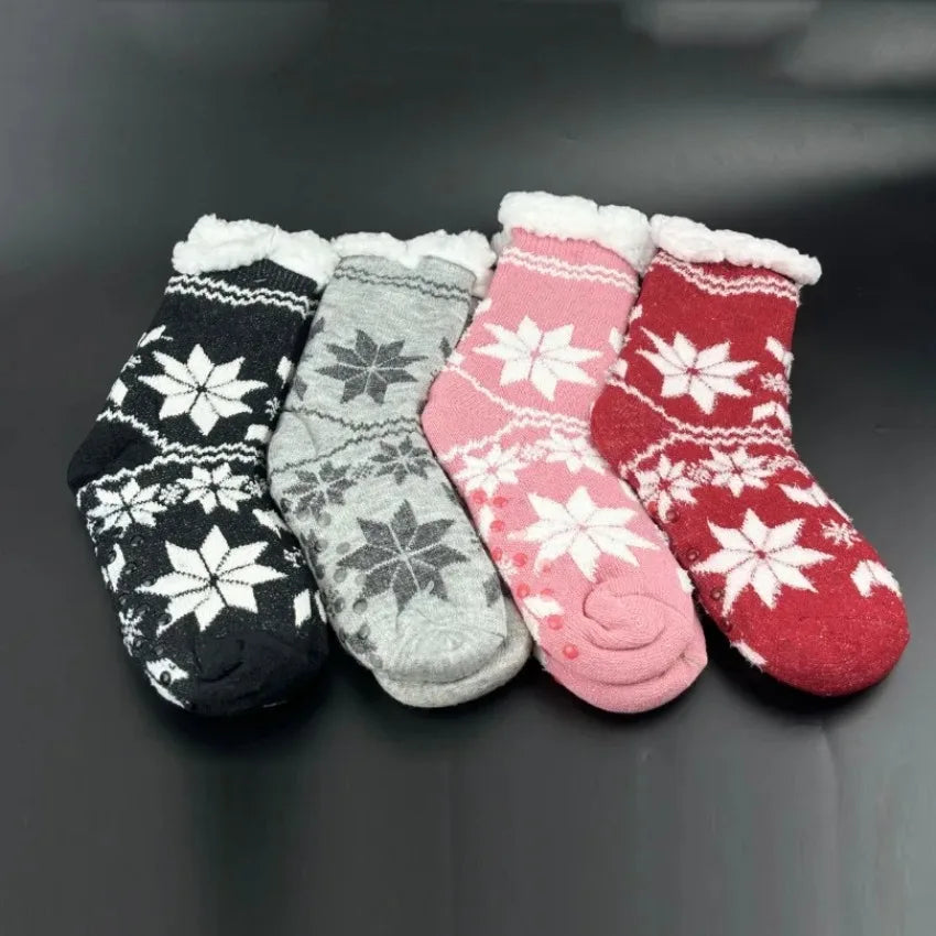Winter warm socks for women for cozy Christmas holidays, thermal sleeping socks with non-slip grip