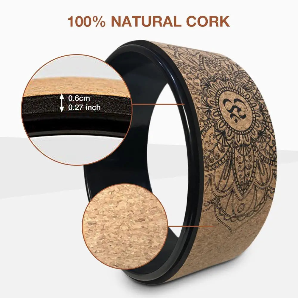 Enhance your practice with our premium natural cork yoga wheel: elevate back bending, stretching, and pilates with this hollow fitness circle - essential yoga accessory!