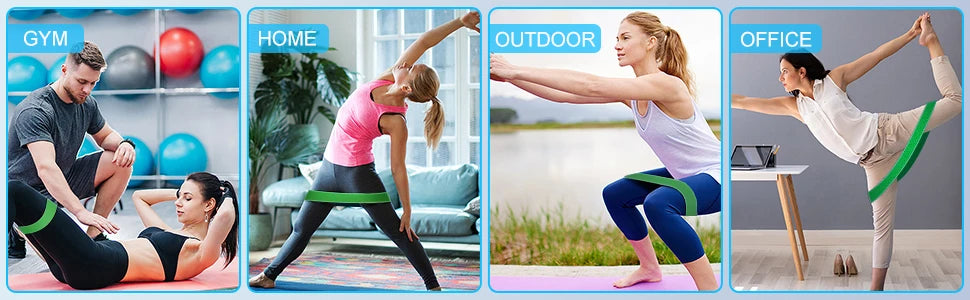 Enhance your home Workout with this set of 5 resistance Loop exercise bands for fitness, Strength Training, and Physical Therapy for yoga pilates muscle strenth training stretching and more