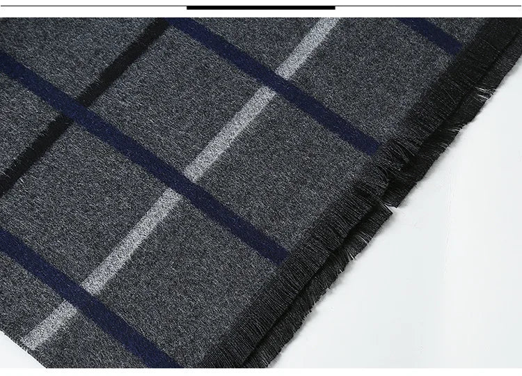 sophisticated cashmere blend warm plaid men's Scarf for winter, casual-business look perfect Gift