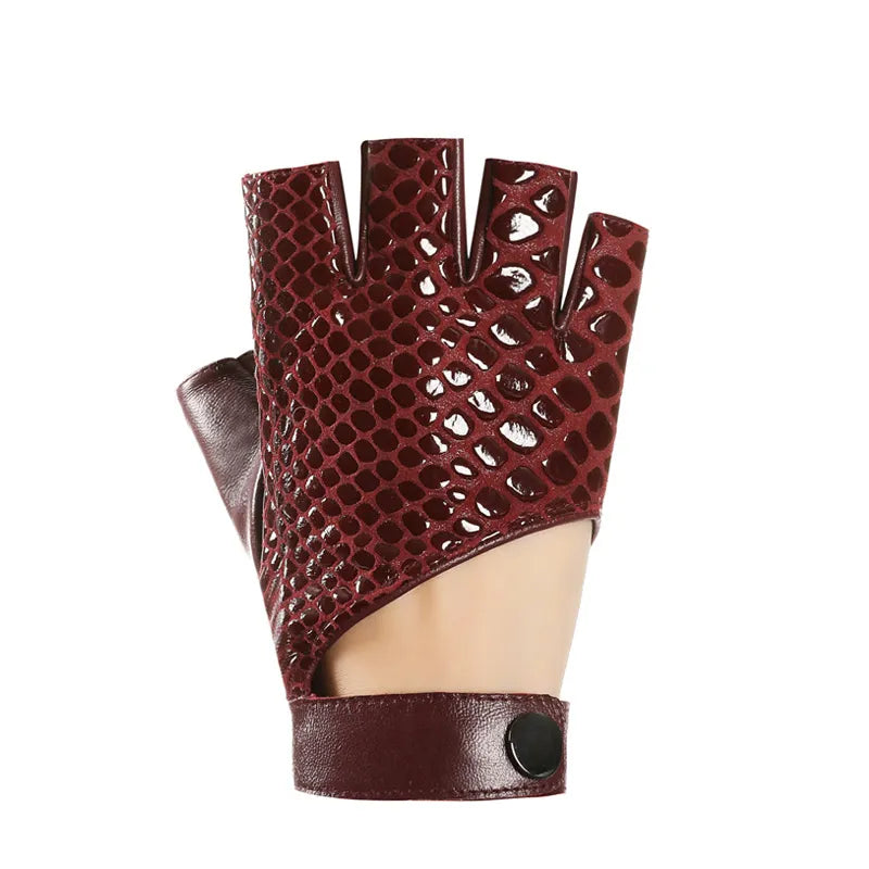 Gants mi-doigts en cuir urbain chic et nerveux pour femmes - fitness, sport, mode danse - dames conduite sans doigts, course, gants de moto moufles