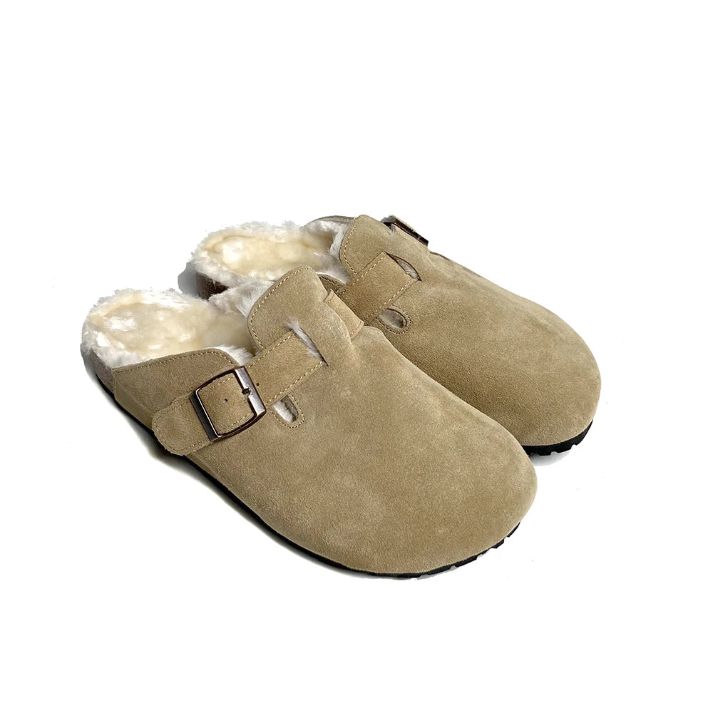 Un confort intemporel avec nos chaussons d'hiver en cuir de vache naturel à l'élégance classique chaud moelleux cosy pour femme