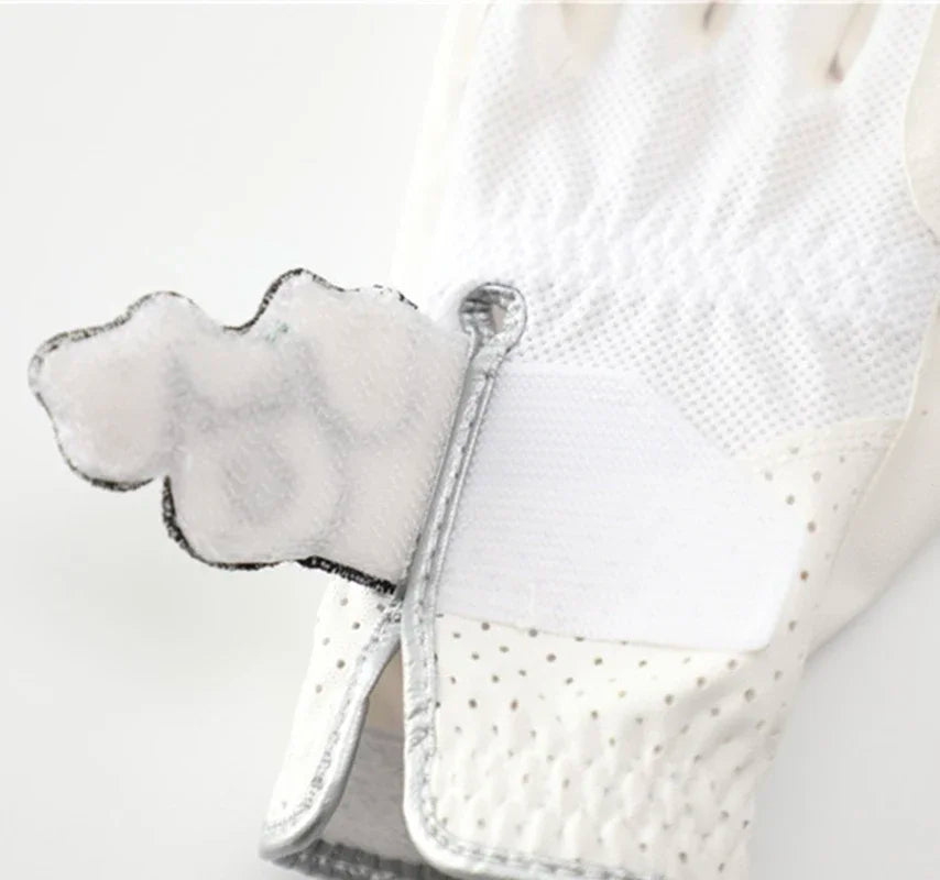 Chic and breathable women's golf sheepskin gloves for casual sports with exposed fingers and touchscreen capability