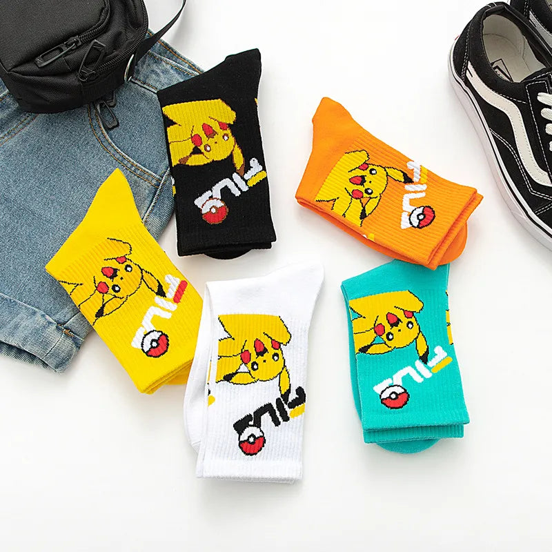 Pikachu & Friends cartoon anime socks for men and women ankle socks with Charmander Kawaii Winter Cotton