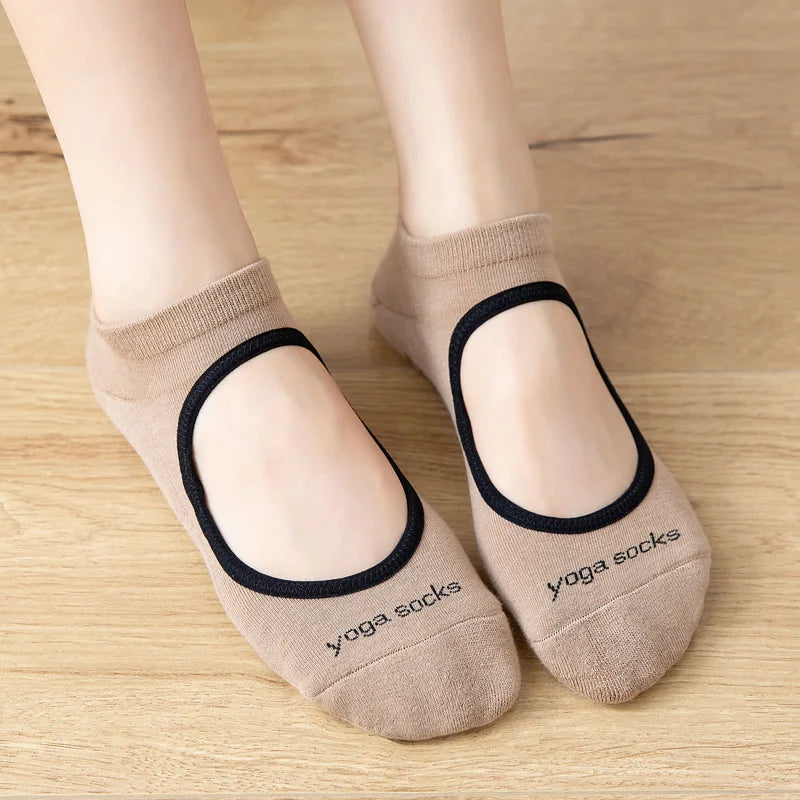 Women's backless yoga or pilates socks that are crafted for high-quality comfort, supreme elasticity, and anti-slip excellence in yoga, pilates, ballet, and dance-ONE SIZE FITS ALL