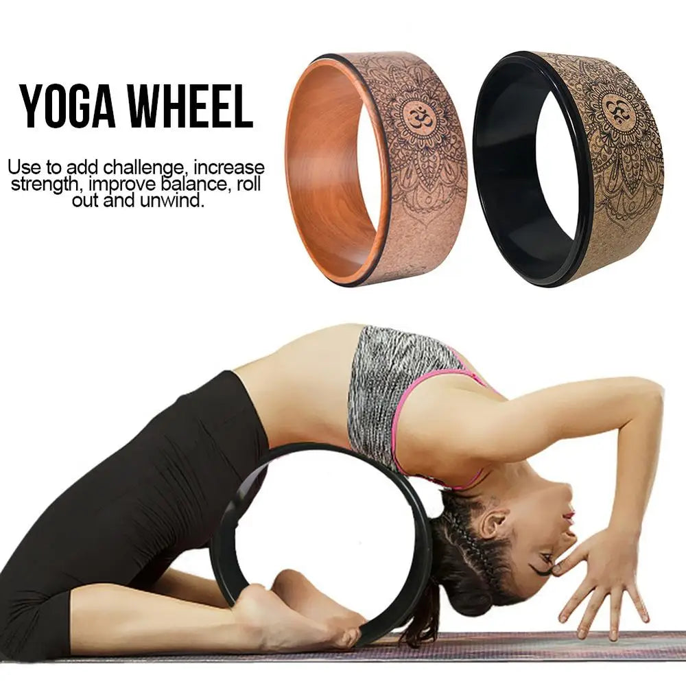 Enhance your practice with our premium natural cork yoga wheel: elevate back bending, stretching, and pilates with this hollow fitness circle - essential yoga accessory!