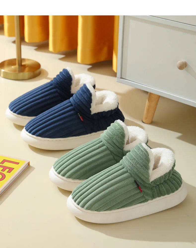 Unisex Cotton Slippers great Winter Plush Shoes, for Casual Warmth & Snowy Days men women